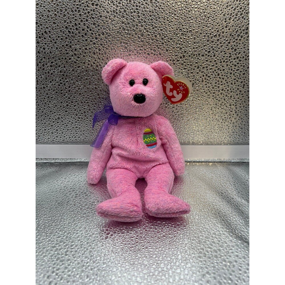 TY Beanie Baby - EGGS the PINK Easter Bear (8.5 inch) -  MWMT  FREE SH